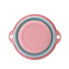 Folding washbasin with hook, round wall-mounted telescopic washbasin, plastic laundry basin, baby wash basin and foot bath basin Item Picture